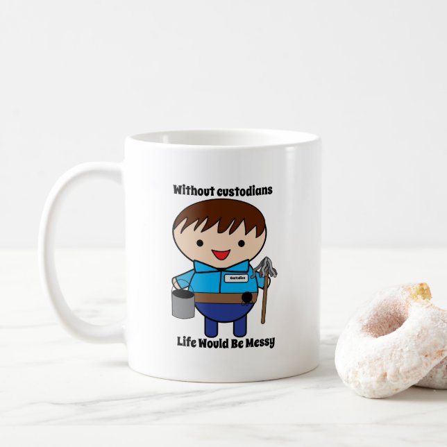 Custodian Janitor Appreciation Funny Personalise Coffee Mug (With Donut)