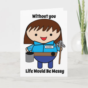 Custodian Janitor Female Personalise Card