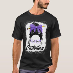 Custodian Messy Bun First Day Of Back To School T-Shirt