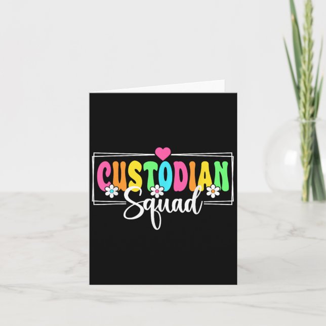 Custodian Squad Back To School Teachers Students  Card (Front)