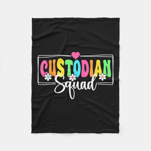 Custodian Squad Back To School Teachers Students  Fleece Blanket (Front)