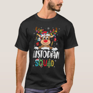 Custodian Squad Funny Reindeer School Cleaner Chri T-Shirt