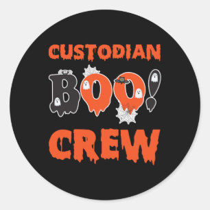 Custodian Squad School Boo Crew Janitor Custodian Classic Round Sticker