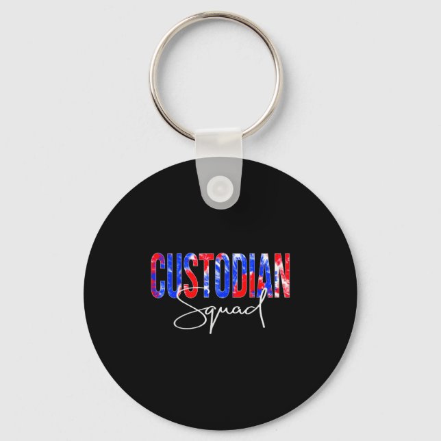 Custodian Squad Tie Dye Back To School Women Appre Key Ring (Front)