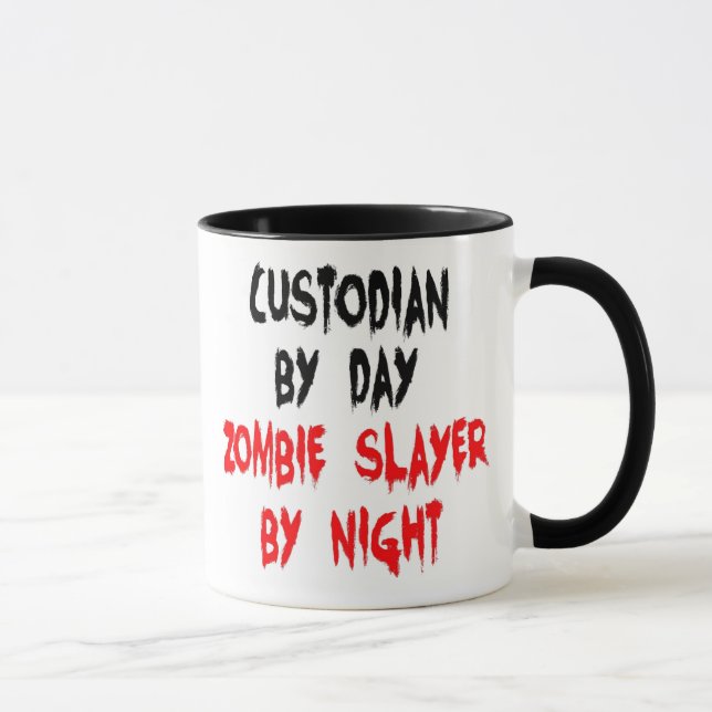 Custodian Zombie Slayer Joke Mug (Right)