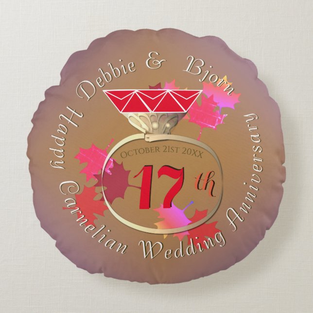 Custom17th Wedding Anniversary Carnelian Furniture Round Cushion (Front)