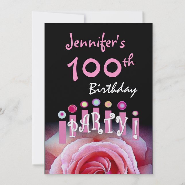 Custom 100th Birthday Party Invitation Candles (Front)