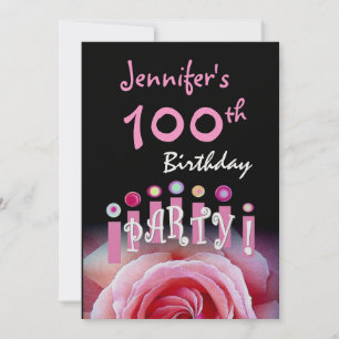 Custom 100th Birthday Party Invitation Candles