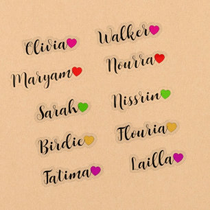 Custom 10 PCs Waterproof - Transparent Name Heart