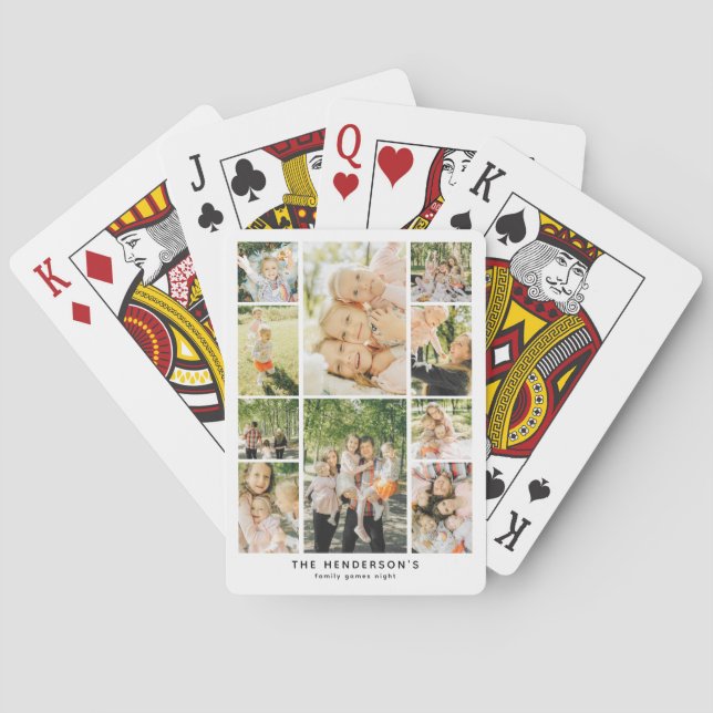 Custom 10 Photo Collage Family Games Night Playing Cards (Back)