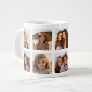 Custom 10 Photo Collage with rounded frames Large Coffee Mug
