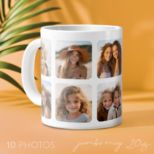 Custom 10 Photo Collage with rounded frames Large Coffee Mug