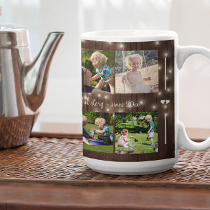 Custom 10 photo collage your text family rustic coffee mug