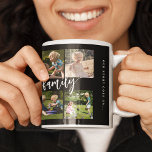 Custom 10 photo collage your text family script coffee mug<br><div class="desc">Create your own beautiful family 10 photo collage black and white mug featuring handwritten calligraphy script and template text typography "family name, year and our story goes on". Can be a perfect keepsake personalised gift for a family anniversary, Christmas, a gift for grandma or grandpa, for mum or dad on...</div>