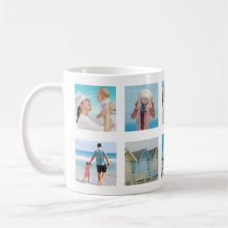 Custom 10 Photo Squares Collage White Coffee Mug