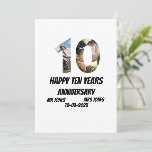 Custom 10 Years Anniversary 2 Photo collage Invitation