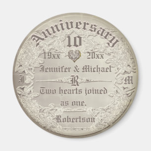 Custom 10th Anniversary Vintage Copper Look Magnet