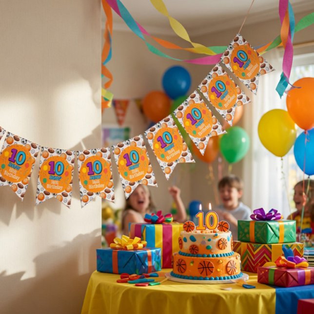 Custom 10th Birthday Sports Theme Bunting (Creator Uploaded)