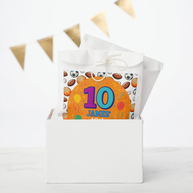 Custom 10th Birthday Sports Theme Favour Bags (Party)
