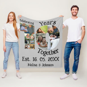 Custom 10th wedding anniversary 11 photo collage fleece blanket