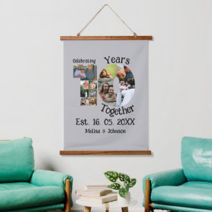 Custom 10th wedding anniversary 11 photo collage hanging tapestry
