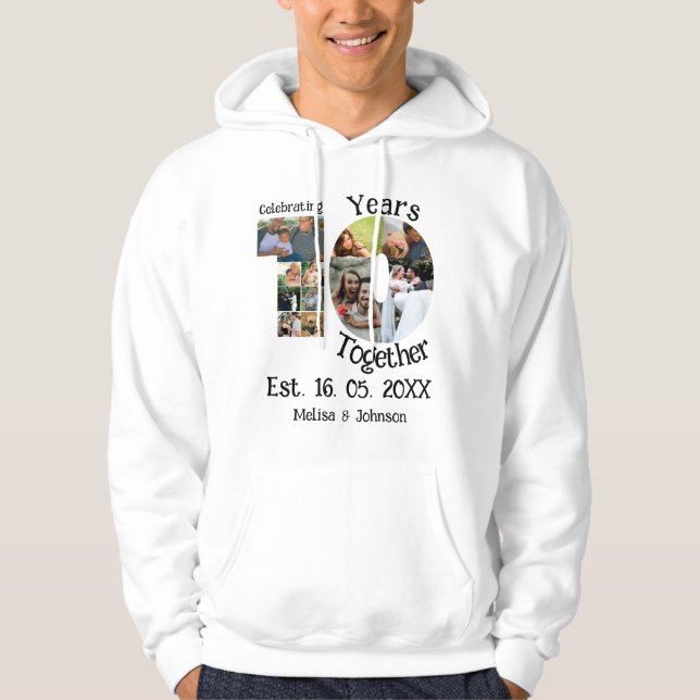 Custom 10th wedding anniversary 11 photo collage hoodie (Front)