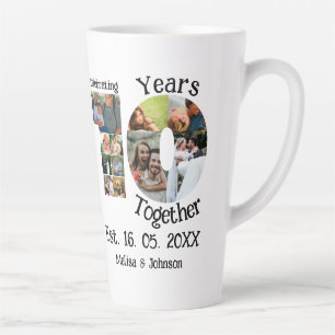Custom 10th wedding anniversary 11 photo collage latte mug