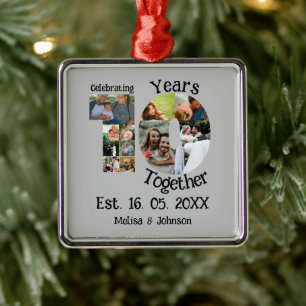 Custom 10th wedding anniversary 11 photo collage metal tree decoration