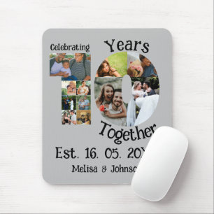 Custom 10th wedding anniversary 11 photo collage mouse mat