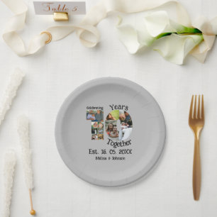 Custom 10th wedding anniversary 11 photo collage paper plate