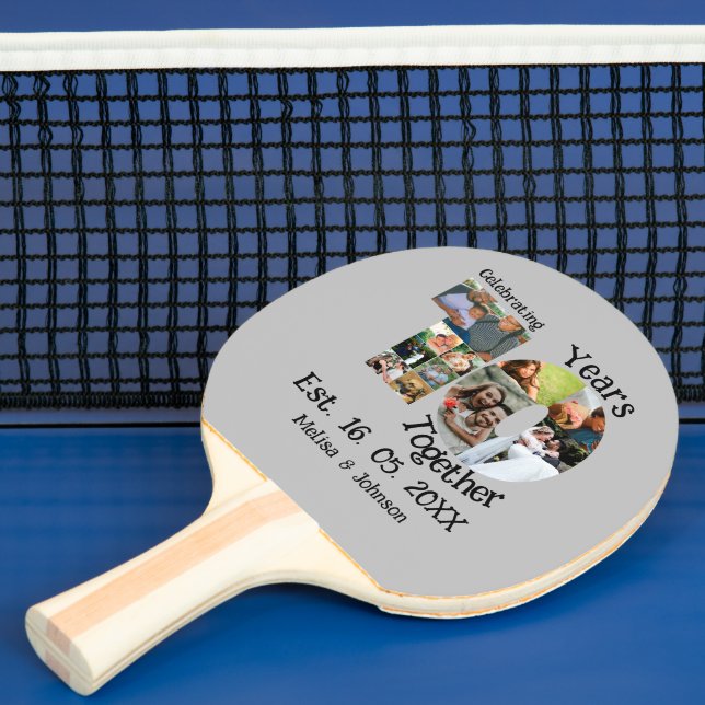 Custom 10th wedding anniversary 11 photo collage ping pong paddle (Insitu)