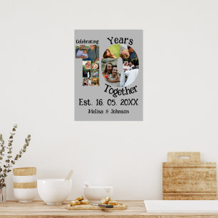 Custom 10th wedding anniversary 11 photo collage poster