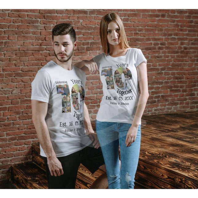 Custom 10th wedding anniversary 11 photo collage T-Shirt (Creator Uploaded)