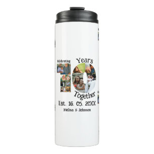 Custom 10th wedding anniversary 11 photo collage thermal tumbler