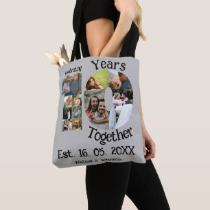 Custom 10th wedding anniversary 11 photo collage tote bag