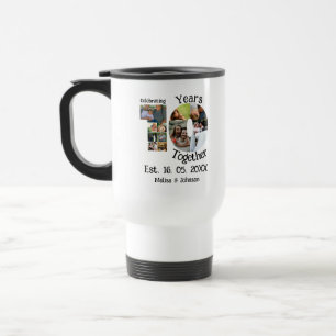 Custom 10th wedding anniversary 11 photo collage travel mug