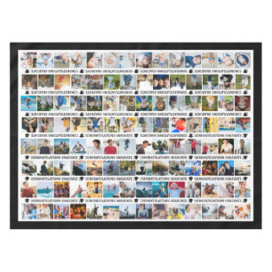Custom 112 Photos Black Congratulations Graduate  Tablecloth