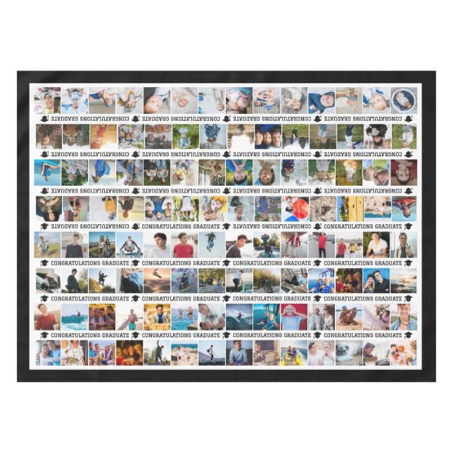 Custom 112 Photos Black Congratulations Graduate  Tablecloth (Front (Horizontal))