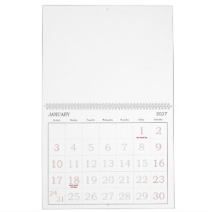 Custom 11" L x 14.25" W Large Numbers Full Calendar