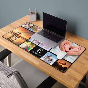Custom 11 Photo Monogram Name Desk Mat