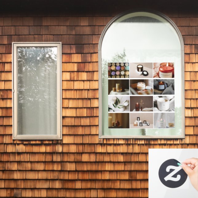  Custom 12 Business Photo Collage Cosmetics Candle Window Cling (Home Window)