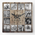 Custom 12 Photo Collage Family Love Reclaimed Wood