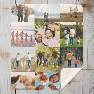 Custom 12 Photo Collage Sherpa Blanket