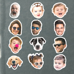 Custom 12 Photos Faces Waterproof Vinyl Stickers