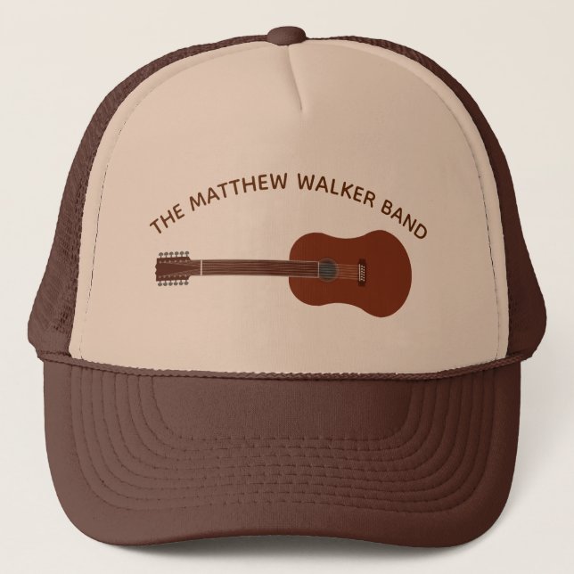 Custom 12-String Guitar Brown Trucker Hat (Front)