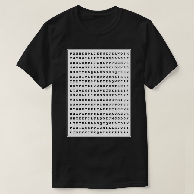 Custom 12 Word Family Word Search Dad T-Shirt (Design Front)