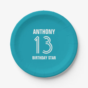 Custom 13th Year Birthday Custom Colour V14J Paper Plate