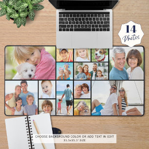 Custom 14 Photo Collage Modern Simple Desk Mat