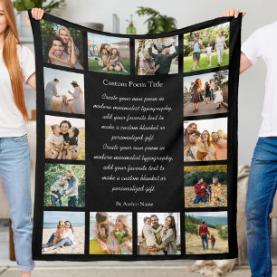 Custom 14 Photo Collage Poem Fleece Blanket