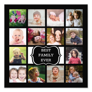Custom 14 Picture Collage Best Family Ever Black Photo Print